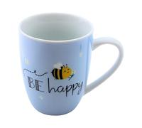 Dekohelden24 Taza de café de Porcelana con diseño de Abeja Be Happy (Altura: 10 x 8 cm), Capacidad de 250 ml, Apta para lavavajillas, Kaffeetasse