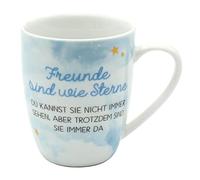 Dekohelden24 Taza de café de porcelana, diseño de amigos son como estrellas, tamaño H-Ø: 9, 8 x 2 cm, capacidad de 250 ml, apta para lavavajillas, 9507711, color azul claro