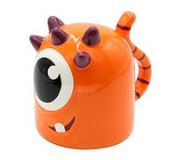 Dekohelden24 Taza de café en la cabeza, diseño de monstruos naranjas, tamaño: 12 x 9 cm, capacidad: 570 ml