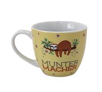 Dekohelden24 Taza de café Maxi XXL de Porcelana con diseño de Muntermacher, 9,2 x 10,5 cm de diámetro, 400 ml, Apta para lavavajillas, Perezoso, 9,2 cm