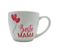 Dekohelden24 Taza de café XXL, de porcelana, diseño con texto Beste Mama, color blanco, 9,2 x 10,5 cm, capacidad: 400 ml, apto para lavavajillas.