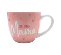 Dekohelden24 Taza XXL - Maxi - Taza de café - Taza de café - Taza de café - Taza de porcelana, diseño: Super Mama en color rosa, tamaño H/Ø: 9,2 x 10,5 cm, capacidad 400 ml, apto para lavavajillas.