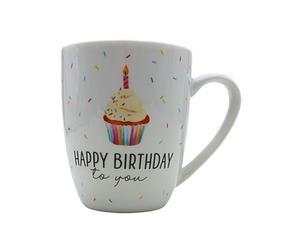 Dekohelden24 Taza de porcelana con texto Happy Birthday. Tamaño: 9,8 x 8,2 cm, capacidad de 250 ml, apta para lavavajillas, 10 cm
