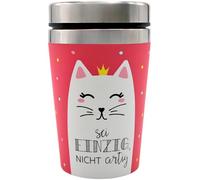 Dekohelden24 Llevar, café, térmica, Taza de Viaje, diseño de Gato con Texto en alemán Sei einzig Nicht artig, Maße H/ : 13,5 x 8,4 cm, Capacidad: 240 ml, Acero Inoxidable, Ser Solo, No Pobre