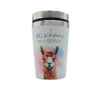 Dekohelden24 Taza térmica/taza para llevar, taza de café, taza térmica, taza de viaje, taza de regalo, diseño de llama, lleno de belleza que te haya, dimensiones H/ : 13,5 x 8,4 cm, capacidad: 240 ml.