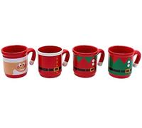 Dekohelden24 Tazas de Vino Caliente de gres Navidad, Taza de Papá Noel, Juego de 4 Unidades, tamaño L/B/H 12 x 8,3 x 8,6 cm. Capacidad Aprox. 250 ml, Rojo