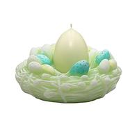 Dekohelden24 UF-9860-grün Vela de Cera con Forma de Nido de Pascua, Verde, 13cm Diámetro, 7cm Altura