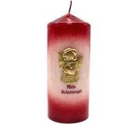 Dekohelden24 Vela de ángel de la guarda, vela decorativa de mesa, vela decorativa, con ángel de la guarda dorado y texto en inglés "Mein Schutzengel, in Bordeauxrot, H/Ø: 15 x 6 cm