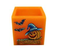 Dekohelden24 Vela XL como farolillo, decoración de Halloween, Calabaza al Aire Libre como Vela, Calabaza de Halloween como Vela, portavelas de té, decoración de otoño, Vela Cuadrada, tamaño L/B/H