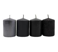 Dekohelden24 Velas de Adviento, velas de Adviento, velas de mesa, velas de bloque, velas de mesa en negro - brillo negro, contenido del envío: 4 unidades, 5 x 5 x 7 cm (largo x ancho x alto).