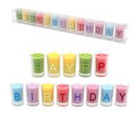 Dekohelden24 Velas en cristal - Happy Birthday - 13 velas individuales en cristal, tamaño H/diámetro: 5 x 3 cm aprox