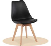 Dekohome Silla de Comedor, Sillas de Cocina con Respaldo Ergonómico, Asiento Acolchado Tapizado y Patas de Madera Maciza de Haya, Negro