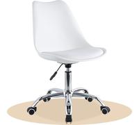 Dekohome Silla Escritorio Ergonómica con Ruedas, Silla Oficina Giratoria con Altura Ajustable, Acolchada, Estilo Nórdico, Ideal para Estudio y Oficina (Blanco, 1 Unidad)