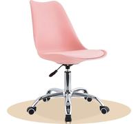 Dekohome Silla Escritorio Ergonómica con Ruedas, Silla Oficina Giratoria con Altura Ajustable, Acolchada, Estilo Nórdico, Ideal para Estudio y Oficina (Rosa, 1 Unidad)