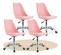 Dekohome Silla Escritorio Ergonómica con Ruedas, Silla Oficina Giratoria con Altura Ajustable, Acolchada, Estilo Nórdico, Ideal para Estudio y Oficina (Rosa, 4 Unidades)