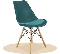 Dekohome Sillas de Comedor, Sillas de Cocina Minimalistas con Respaldo Ergonómico, Asiento Acolchado Tapizado y Patas de Madera Maciza (Azul Verdoso, 1 Unidad)