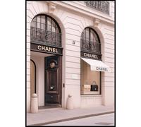 Dekomundo Chanel Shop Paris Poster 30 x 40 cm para enmarcar moderna decoración de pared para salón, dormitorio y oficina