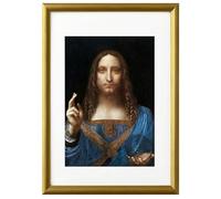 Dekomundo Leonardo da Vinci Salvator Mundi - Cuadro con marco dorado (30 x 40 cm, con paspartú)