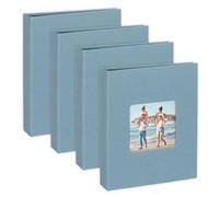 Dekopix Álbum de Fotos de 10x15 cm. capacidad 36 Fotos. Pack de 4 Álbumes de Fotografías Pequeños, cada uno para 36 Fotos de tamaño 10x15cm. Cubiertas Tapas imitación tela (Azul, 4 Álbumes)
