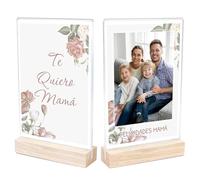 Dekopix Regalo Día de la Madre Personalizado con Fotos. Marco Placas Acrílicas y Fotografías en Papel Fotográfico. 1 Marco doble cara con 2 fotos, una por cada cara. Regalo Mamá (Modelo 3)
