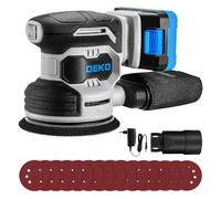 DEKOPRO 20V Lijadoras Excéntricas Inalámbricas Con 1 Baterías 2000mAh, Ijadora De 125 MM Lijadora Madera 13000 RPM, Con Bolsa Para El Polvo Y 15 Papeles De Lija, Azul Grisáceo