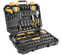 DEKOPRO Juego de herramientas de 128 piezas, kit de herramientas de mano para el hogar, juego de herramientas de reparación automática, con caja de almacenamiento de plástico