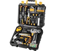 DEKOPRO Juego de herramientas: kit de herramientas con taladro inalámbrico de 8 V, caja de herramientas con taladro, juego de taladro manual para hombres y mujeres, kits de herramientas para el hogar