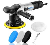DEKOPRO Pulidora de búfer orbital de doble acción de 6 pulgadas, 6 velocidades variables 1800-5500 rpm kit de pulidor aleatorio con 4 almohadillas para orejas de pulir para el pulido de la cera (gris)