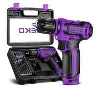 DEKOPRO Taladro Atornillador 12V, juego de accesorios de 13 piezas, herramienta eléctrica para taladrar y apretar/aflojar tornillos (morado)