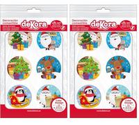 Dekora - 12 Mini Discos Comestibles de Navidad para Cupcakes, Muffins o Galletas - 5,8 cm (Paquete de 2)