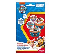 Dekora - 16 Mini Disco Comestible de la Patrulla Canina para Cupcakes, Muffins o Magdalenas de 3,4 cm de Diametro