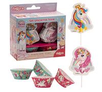 dekora 339252- Capsulas Cupcakes y Decoracion Cupcakes con Diseño Unicornio - 24 Capsulas + 24 Toppers
