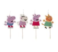 dekora - 4 Velas Cumpleaños Peppa Pig 9 cm para Tartas y Cupcakes | Velas con soporte, Decoración infantil para tartas apta para contacto alimentario