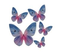 Dekora - 79 Mariposas Decorativas 3D Comestibles - Decoración de Tartas de Cumpleaños Caseras Fácil - Mariposas de Oblea Tonos Azules - Tamaño 3-6 cm