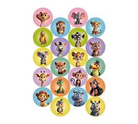 Dekora, Animales de la Selva, Mini Discos de Oblea Comestibles, Decoraciones para Cupcakes, Muffins y Galletas, Adornos para Dulces, Mini Obleas para Fiestas Infantiles, 3,4 CM