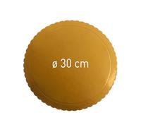 dekora - Base para Tartas Redonda Dorada Ø 30cm altura 3mm | Reutilizable | Borde ondulado | Cakeboard | Plato para tartas| cartón resistente (540246)