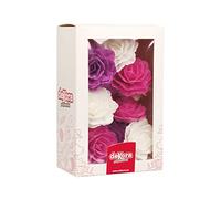 Dekora - Caja de 15 Rosas de Oblea para Decorar - Flores Comestibles para Tartas - Decoración Tarta Cumpleaños de Oblea - Colores Surtidos - 7 cm