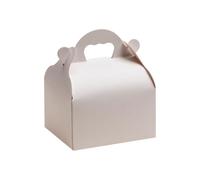 Dekora - Cajas con Asas para Tartas - Medidas 10x12x7cm - Cajas Resistentes para Repostería - Fáciles de Montar y Reutilizables - Cartón Ecológico de Fibra Vegetal - Lote de 50 Cajas - Color Blanco