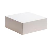 dekora - Cajas para Tartas - Medidas 26x26x10 cm - Cajas Resistentes para Repostería - Fáciles de Montar y Reutilizables - Cartón Ecológico de Fibra Vegetal - Lote de 50 Cajas - Color Blanco