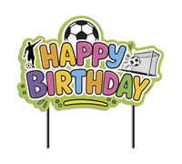 dekora, Cake Topper de Fútbol "Happy Birthday", Decoración para Tarta de Cumpleaños Temática, Apta para Contacto Alimentario, Topping de Papel y Plástico para Decorar Tartas, Medidas 17,5 x 13 cm