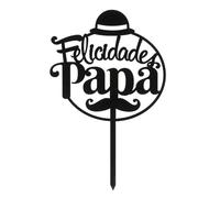 Dekora - Cake Topper "Felicidades Papá" Negro 15.6x10cm - Decoración de Tartas Perfecta para el Día del Padre, Cumpleaños y Otras Celebraciones Especiales - Diseño Moderno y Seguro para Alimentos