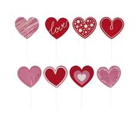 dekora - Cake Toppers de Corazón para Cupcakes y Tartas (8 unidades) Decoración Romántica para San Valentín, Bodas, Aniversarios y Celebraciones Especiales