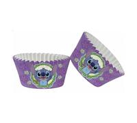 dekora - Cápsulas para Cupcakes Stitch Disney, 25 unidades, Aptas para Horno y Microondas, Desmoldado Fácil, 5 x 3 cm, Moldes de Papel para Muffins, Magdalenas y Cumpleaños Infantil