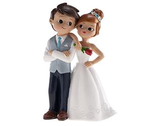 Dekora - Decoracion Boda | Figuras Novios para Tarta de Boda - Pareja con Flor