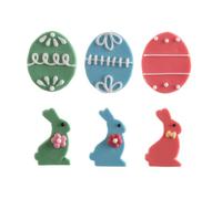 dekora - Decoración de azúcar 2D surtido huevos y conejos para Pascua, 48 unidades, 3,5 cm, adorno comestible para tartas, cupcakes y galletas, sin gluten