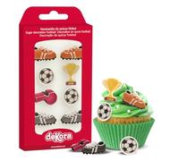 dekora Cupcakes o Tartas con Decoración de Azucar para Postres de Futbol-Pack de 8 Figuras Comestibles, Multicolor, 2-3cm, 9