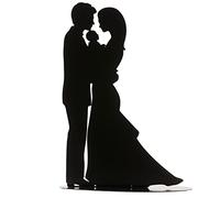 dekora - Decoración para Tartas de Boda, Aniversario - topper para tartas boda - metal - silueta Novios con bebe en color negro - 18cm