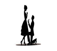 dekora - Decoración para Tartas de Boda, Aniversario - topper para tartas boda - metal - silueta Novios pedida de mano en color negro - 18cm