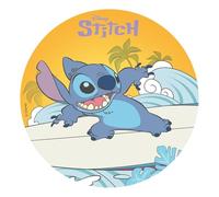 Dekora Disco comestible Stitch, topper para tarta 20 cm azul y amarillo, sin gluten y sin lactosa
