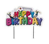 dekora - Decoración para Tartas de Fútbol Happy Birthday, Cake Topper Grande de Papel para cumpleaños Infantil, 1 Unidad, 16,5 x 9,1 cm, con Jugadores balón y portería